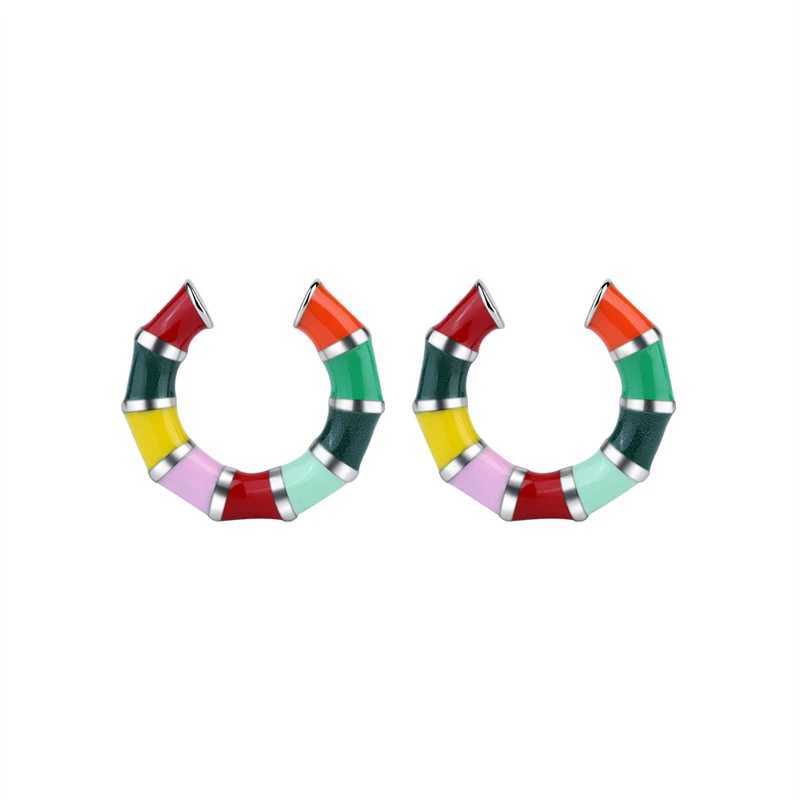 KOFSAC Cute Rainbow Clip Earrings For Women Personality 925 Sterling Silver Jewelry Fashion Girl Earrings without Ear HolesX240913