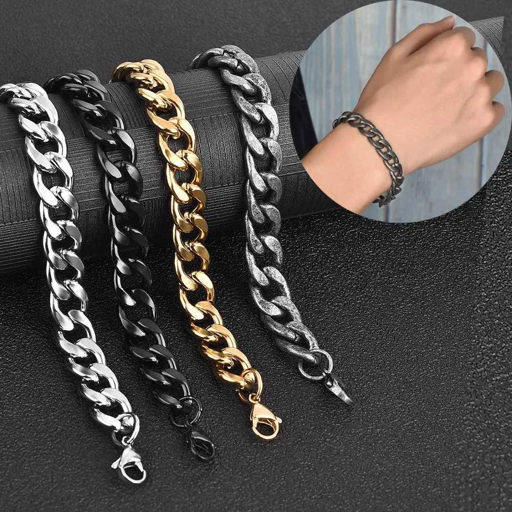 Men Simple Stainless Steel Curb Cuban Link Chain Bracelet for Women Unisex Bangle Fashion Hiphop Wristband Jewelry Gift 5-11 mmX240913
