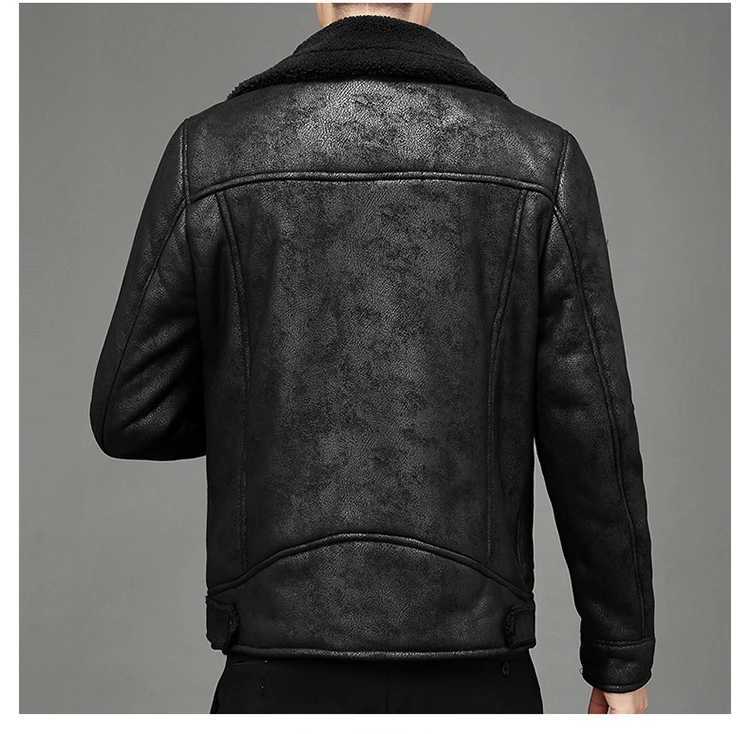 2022 Autumn and Winter Mens Suede Jacket Plus Velvet Lapel Thick Warm Fashion Boutique Imitation Leather Top Large Size PU CoaX240913