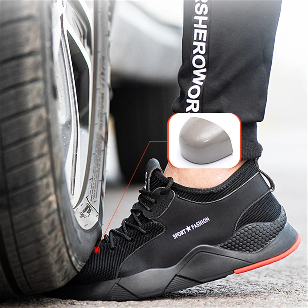 Mens Safety Men Sneakers Breathable Anti-smashing Lightweight Work Boots Indestructible Shoes With Steel Toe 240904