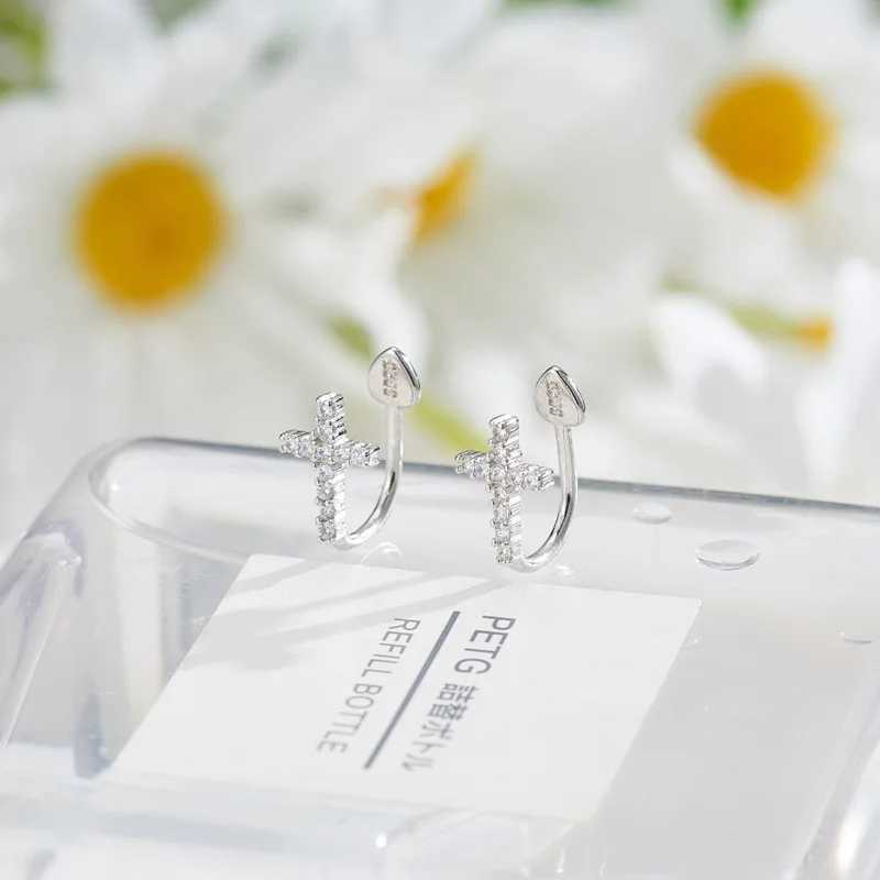 REETI 925 Sterling Silver Temperament Personality Cross Earrings For Women Silver Gold Earclip Jewelry Elegant GiftsX240913