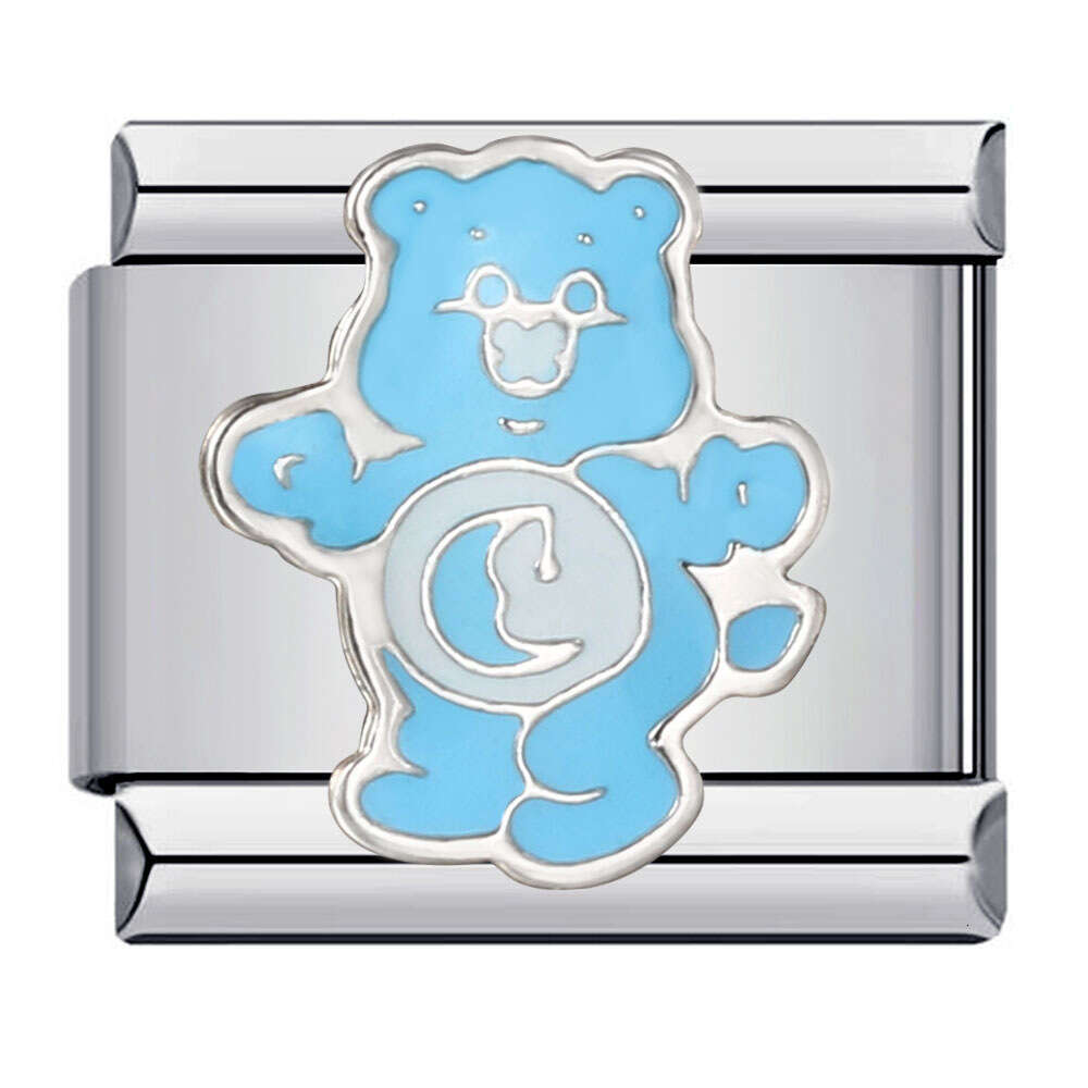 Classic Cute Bear Bead Stainless Steel Welding Pattern DIY Elastic Splicing Bracelet Italian Charm Links Fit 9Mm Jewelry Making Gifts