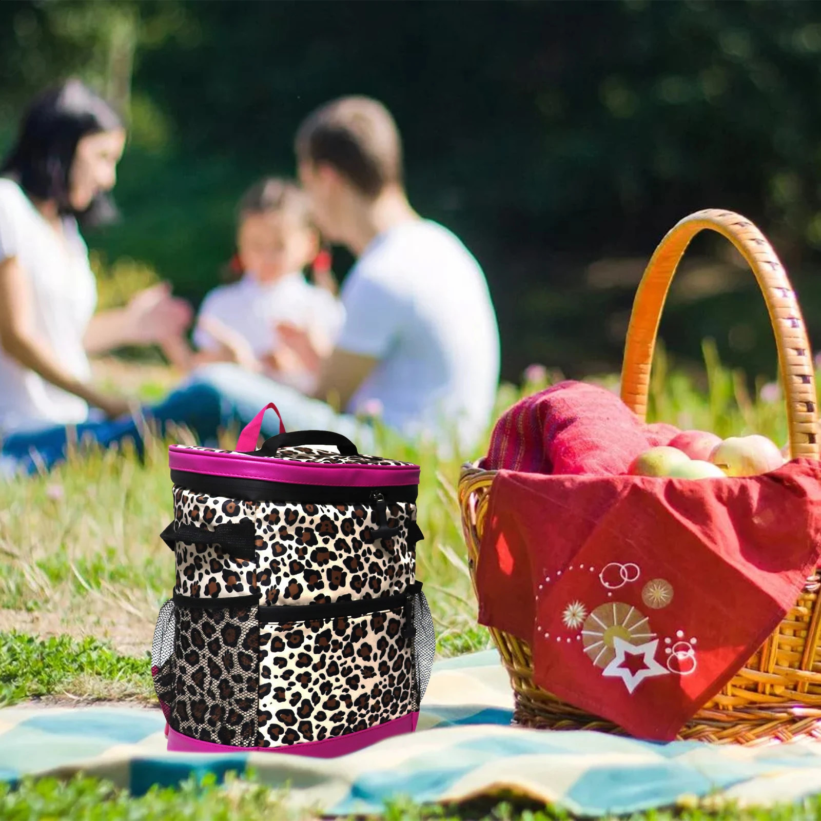 2025 new Portable Leopard Printed Waterproof Camping Travel 18l Large Capacity Leak proof Backpack Cooler Lunch Bag with Thermal Insulation 240910