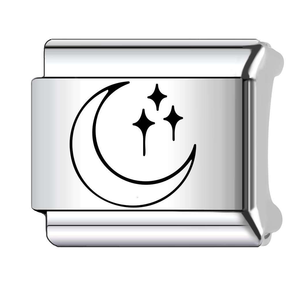 New Women's Gift Unique moon Bead Italian Charms Links Bangle Beads Fit 9mm Stainless Steel Bracelet Making DIY For Women Fashion Jewelry