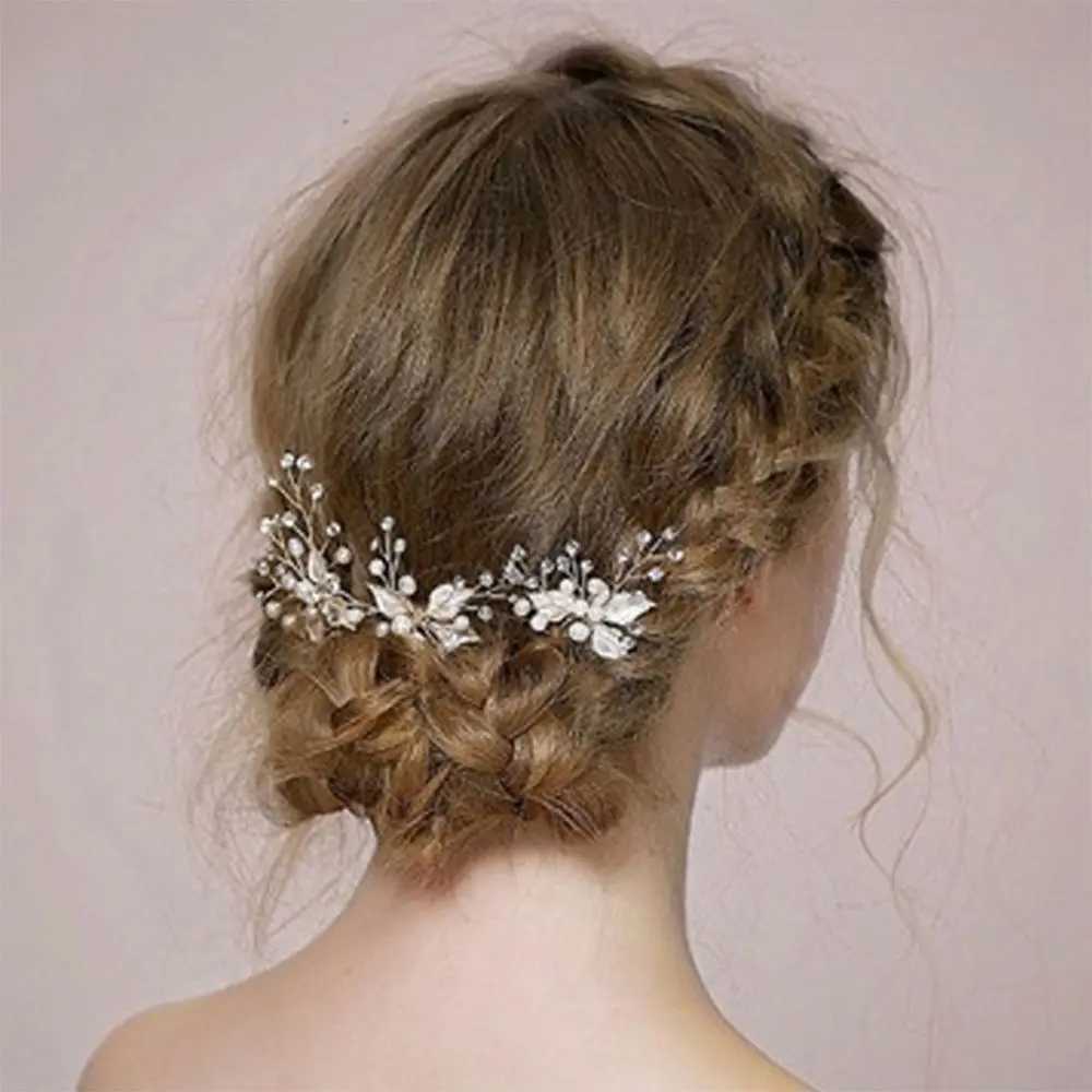 1PC Pearl Women Hair Pin Wedding Hair Accessories Hair Combs Rhinestone Tiara Clips Crystal Crown Bride Bridesmaid Hair JewelryX240913