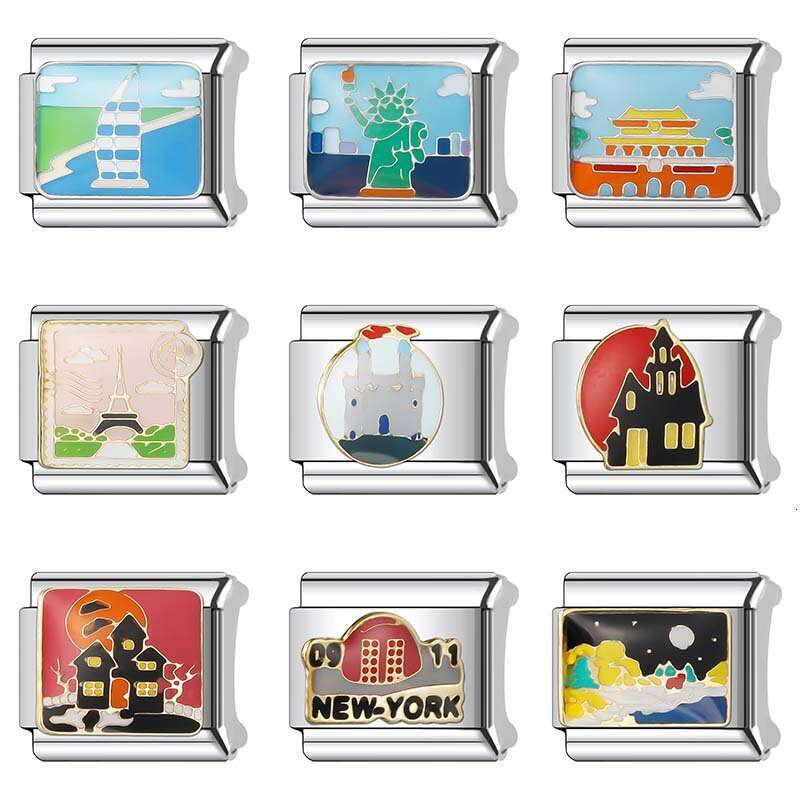 Hot Selg 9Mm Single Section Combination Titanium Steel Watch Chain Module Bracelet DIY Hand Decoration Italian Style Classic Pattern