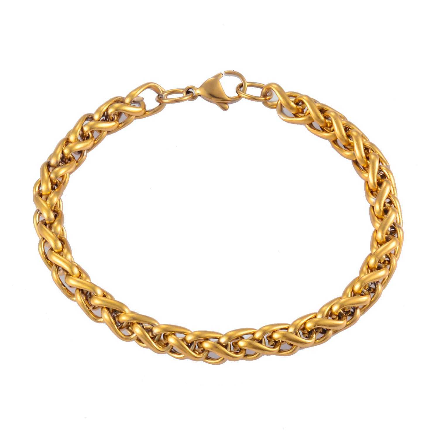Waterproof Stainless Steel Wheat Chains Bracelet Gold Color High Quality Jewelry For Men And Women In Various ColorsX240913