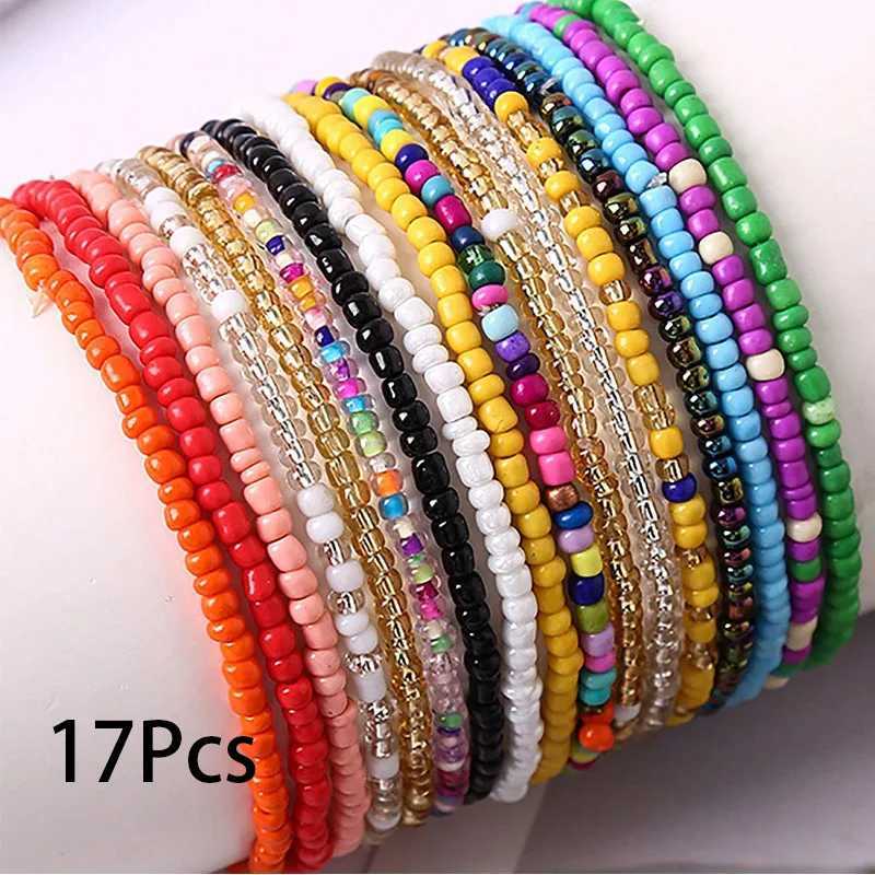 17 pieces/set elastic beads bracelet Bohemian stackable bracelet beach bracelet accessories W240913