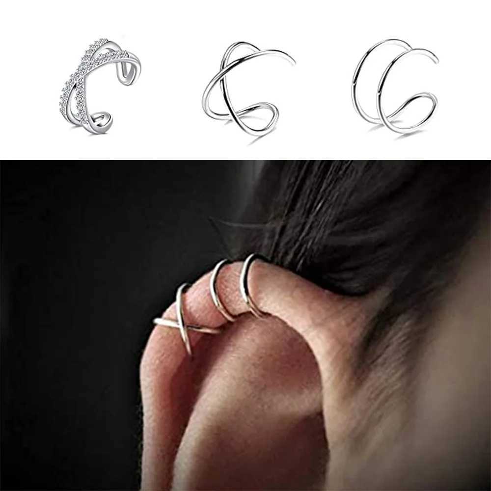 Free Shipping 3PC Surgical Steel Ear Cuff Earrings Fake Piercing Helix Cartilage Cuff Earrings Jewelry for Women ManX240913