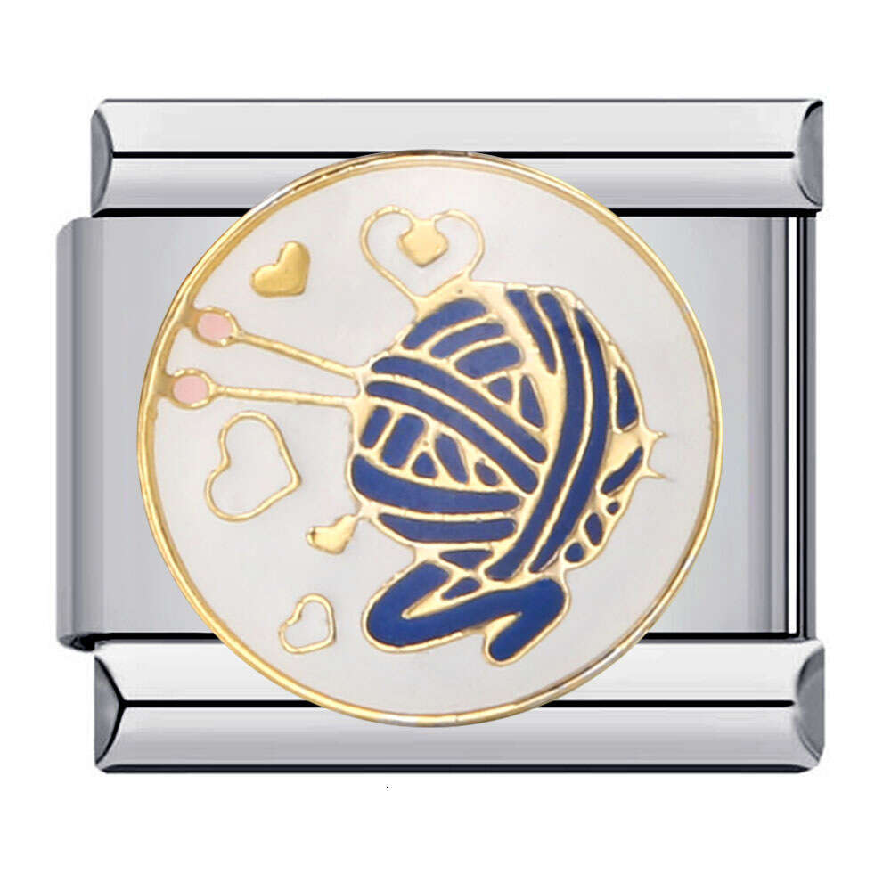 New Titanium Steel Gold Plated Welding Drip Oil DIY Module Italian Charm Bracelet Italian Charm Bracelet Fit 9mm Bracelet Jewelry DIY Making Gifts