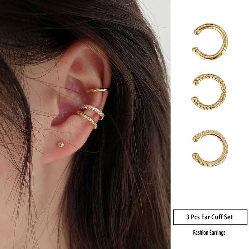 3 Pcs Delicate Ear Cuff Set Ear Clip Earrings Fake Piercing Earrings for Women Trendy Fashion Accessories 2024 GiftX240913
