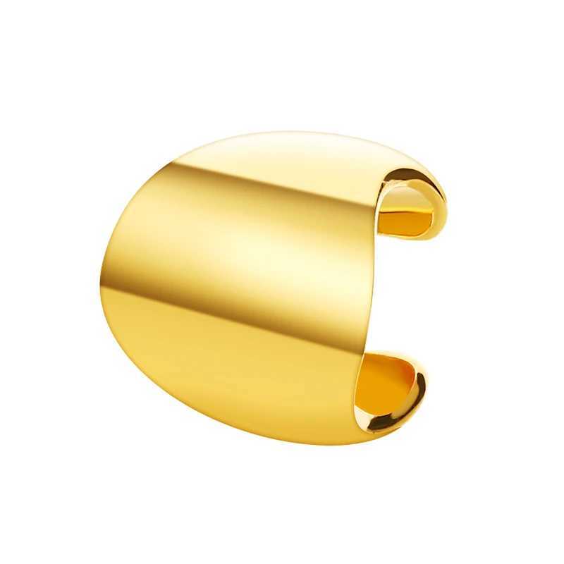 Wide Metallic Glossy Surface Simple Geometry Punk Retro Golden Silver Plated Copper Ear Cuff Clip Earrings for Women MenX240913