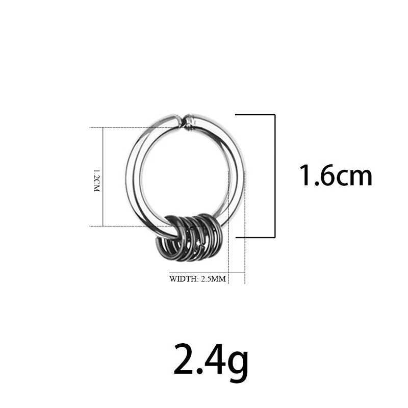 1Pair Mens Stainless Steel Non-Piercing FakeEarring Clip On Earrings Ear Cuff Unisex Black Cool Ear Ring Punk Simple JewelryX240913