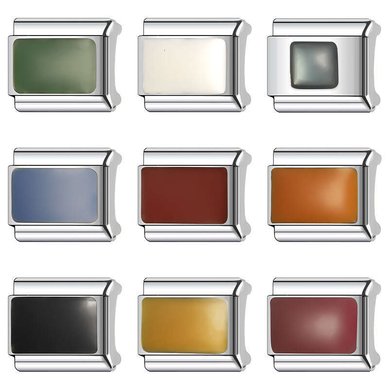 New Women's Gift colour Bead Italian Charms Links Bangle Beads Fit 9mm Stainless Steel Bracelet Making DIY For Women Fashion Jewelry