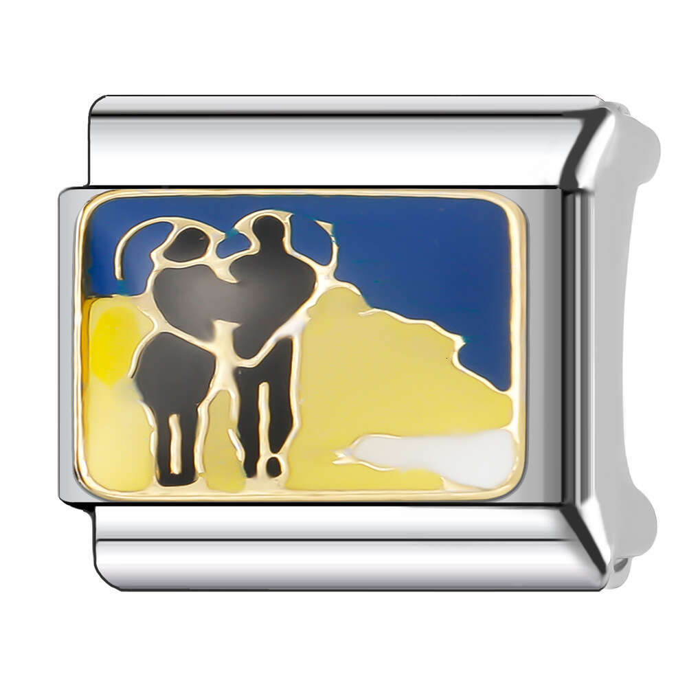 New Women's Gift yellow Bead Italian Charms Links Bangle Beads Fit 9mm Stainless Steel Bracelet Making DIY For Women Fashion Jewelry