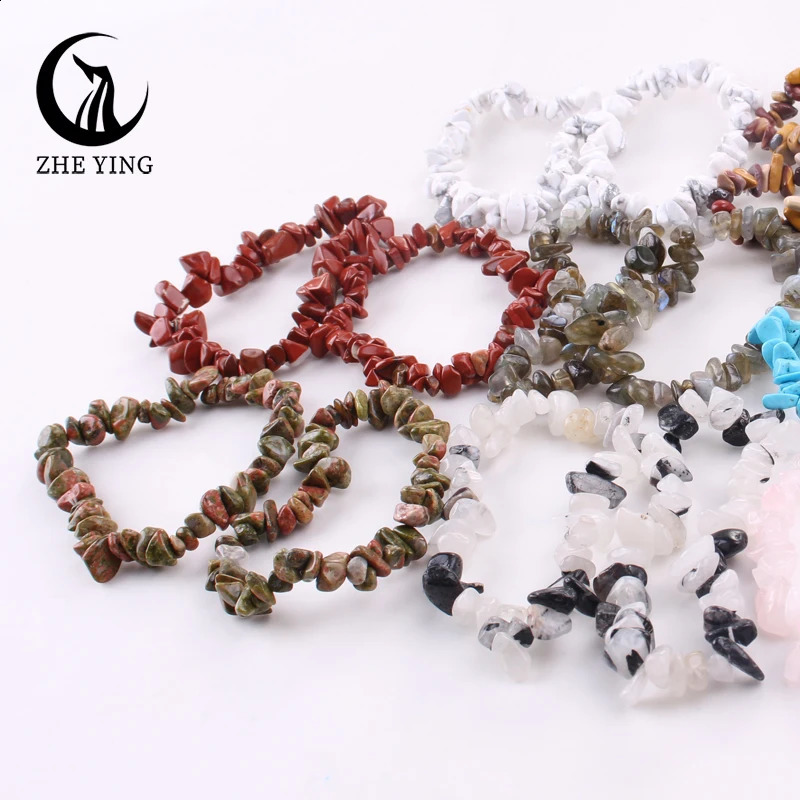 Colors Irregular Gravel Natural Stone Bracelets Gemstone Stretch Beads Amethyst Obsidian Fluorite Chakras for Women 240906