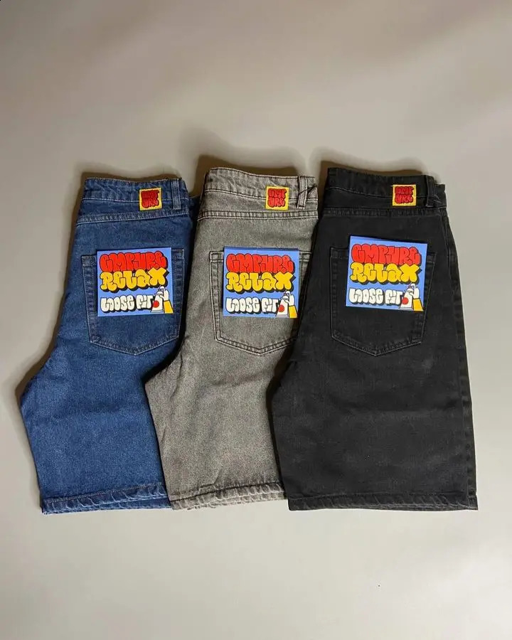 Empyre Shorts Y2K Pants Gothic Hip Hop Cartoon Letter Embroidery Baggy Jeans Denim Gym Shorts High Waist Mens Basketball Shorts 240911