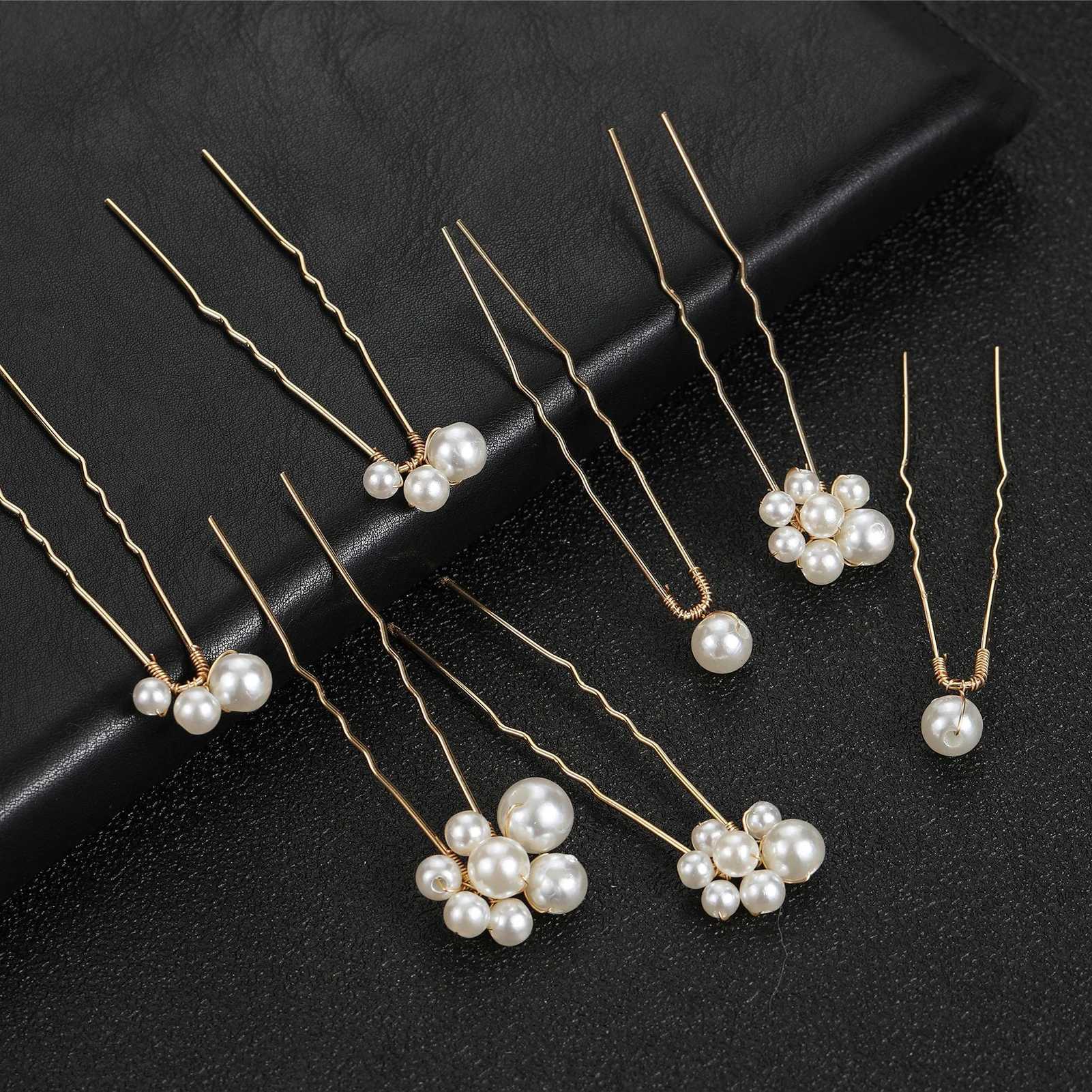 7pcs Pearl U-shape Hairpin Fashion Tiaras Wedding Hair Accessories For Women Simple Bridal Marrige Hair Jewelry Marriage BijouxX240913