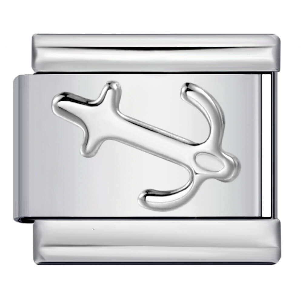 Titanium Convex Sier Stamping Pattern DIY Bead Bracelet Italian Charm Links Stainless Steel Fit 9Mm Jewelry Making Gifts