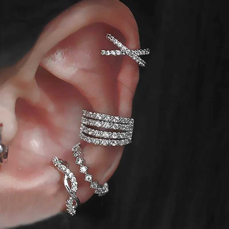 Chic 1PC Fake Piercing Cartilage Ear Clip Earring for Women Dainty Micro-set Zircon Silver Color Earing Fashion Jewelry KAE297X240913