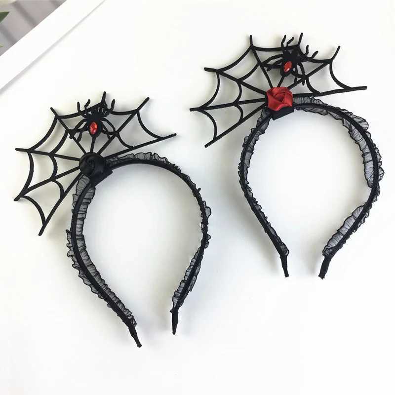 Headbands Halloween Headband Funny Web Gauze Spider Holiday Party Hair Accessories Witch Hat Headdress Festive H240913