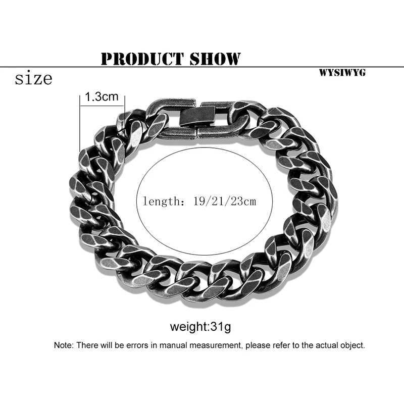 Male Retro Stainless Steel Cuban Chain Bracelet Men Hip Hop on the Fashion hand Jewelry Miami Chain Bracelets For Boy Gift HotX240913
