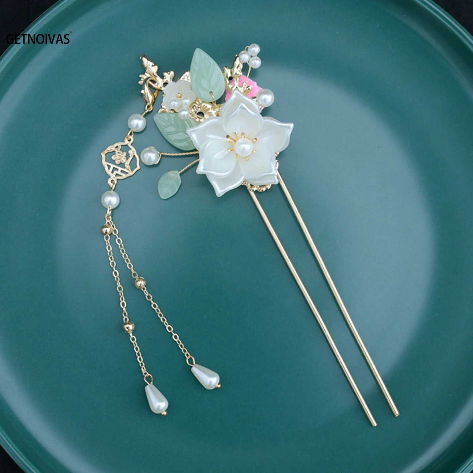 Chinese Wedding Jewelry Set Floral Hair Clip Hair Sticks Haircomb Women Vintage Pear Hairpin Retro Hanfu Hair AccessoriesX240913