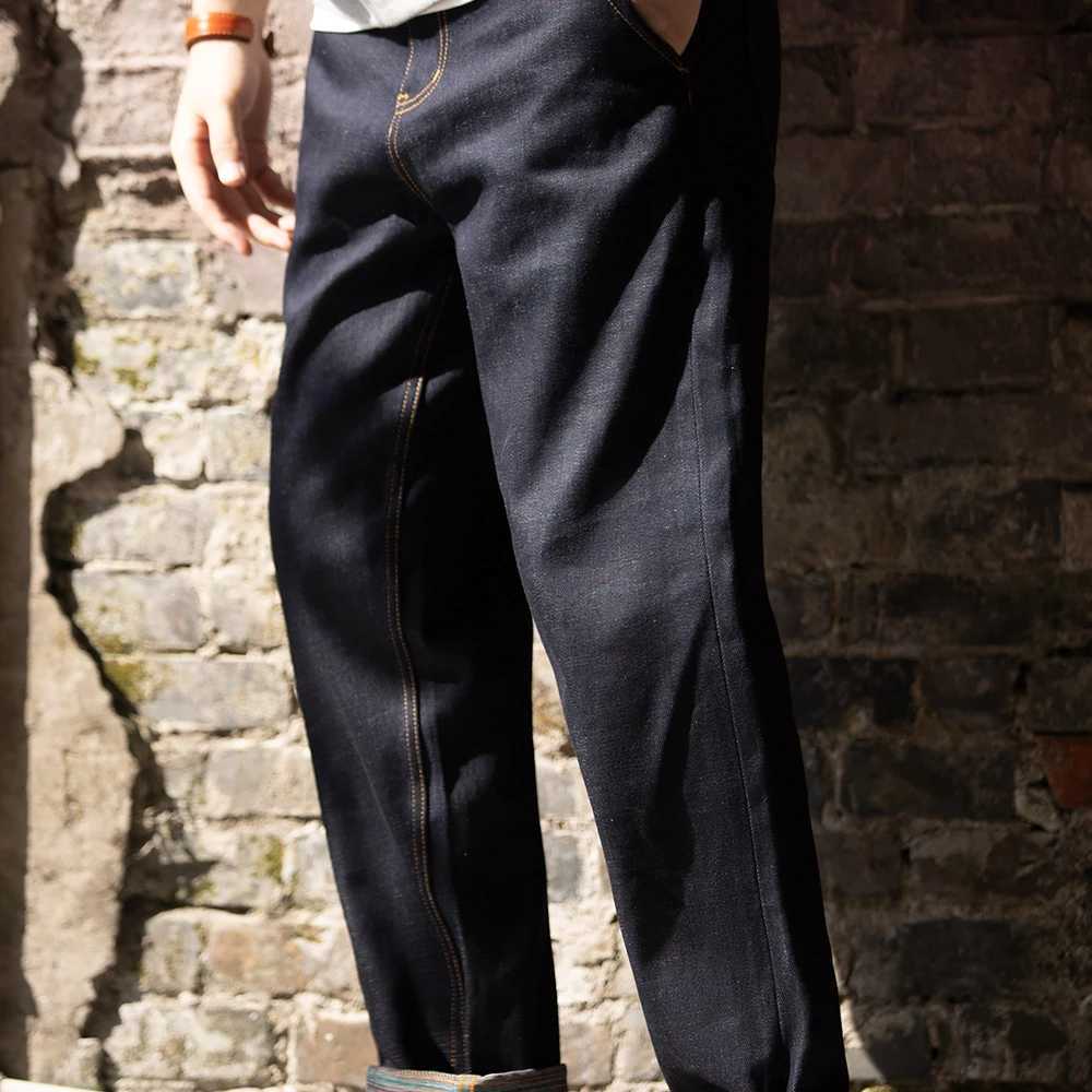 Maden Vintage Colored Cotton Raw Denim Jeans for Men 13.5 OZ Selvedge Jeans Mid Waist Straight Pants Streetwear Trousers M240912
