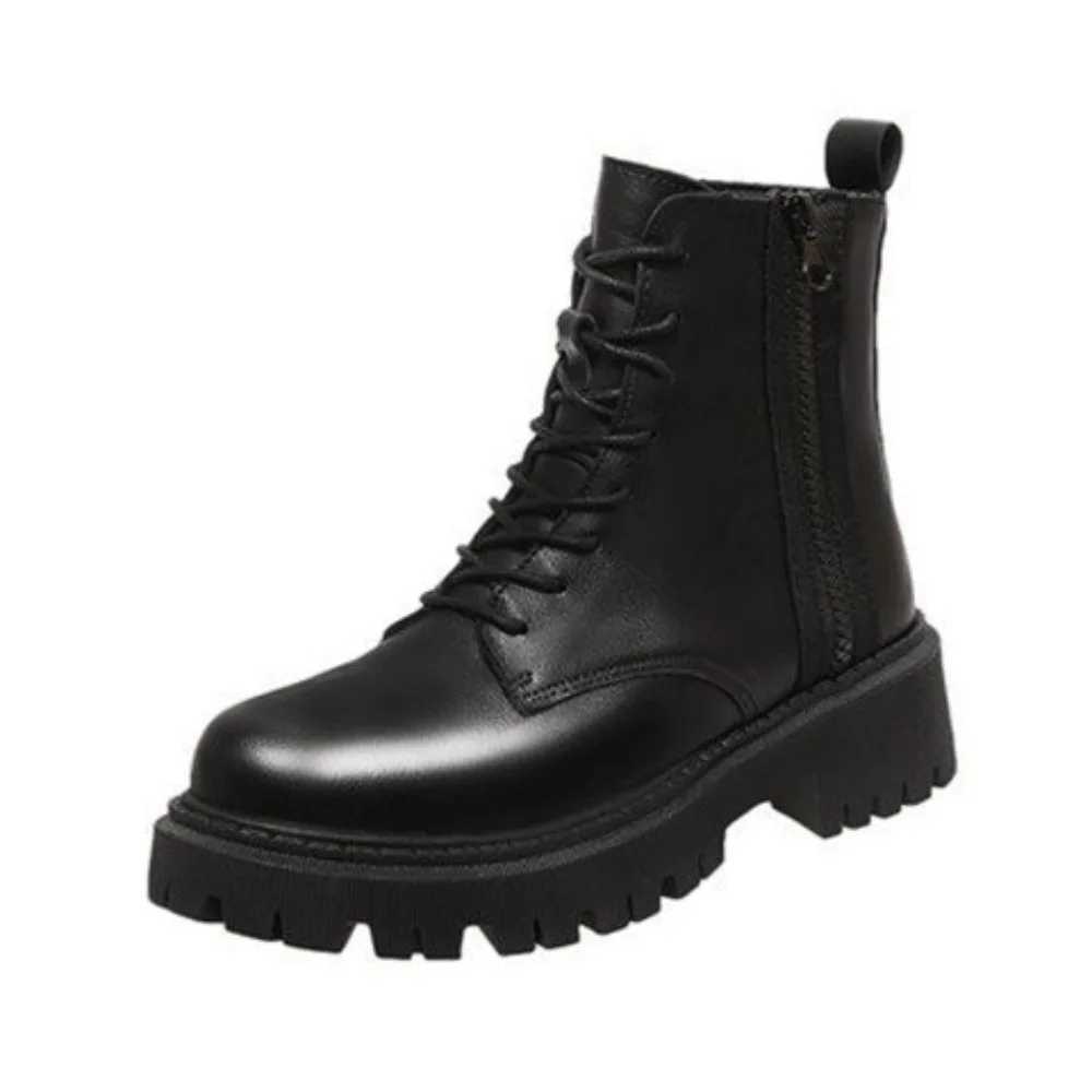 English Mid-calf Boots for Women Autumn Winter New Designer Black Platform Shoes Female Fashion Casual Ankle Botas De Mujer M240912