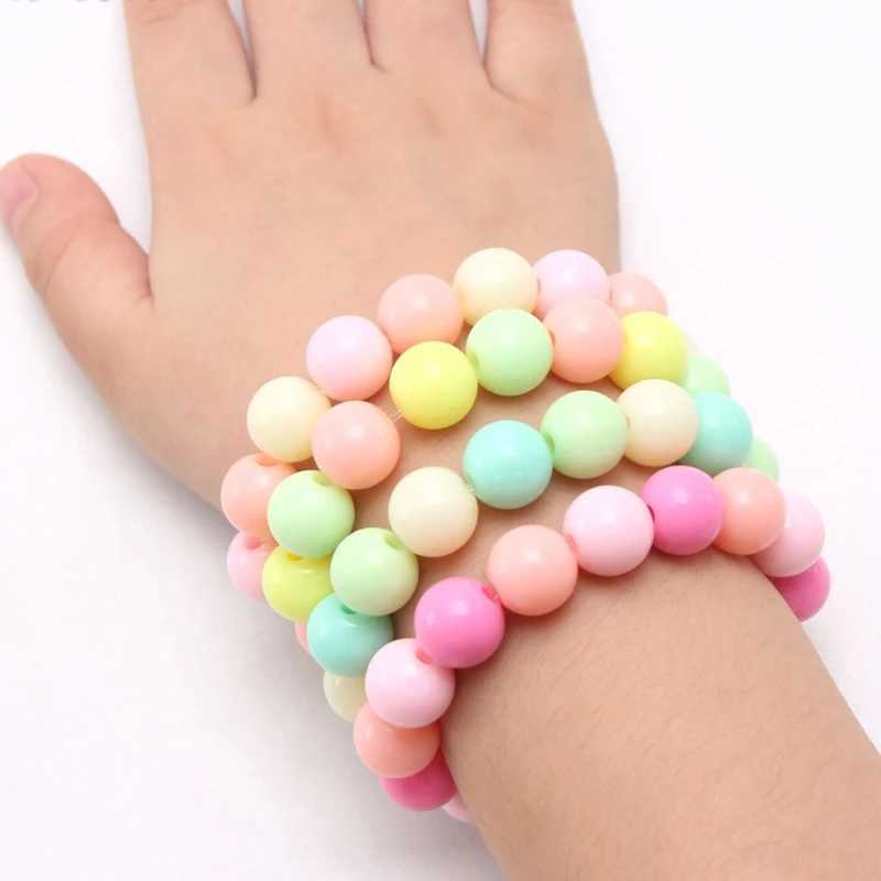 10 pieces/set of childrens charm bracelets childrens cute mini colored pearl bead elastic bracelets toy jewelry wristbands party decorations W240913