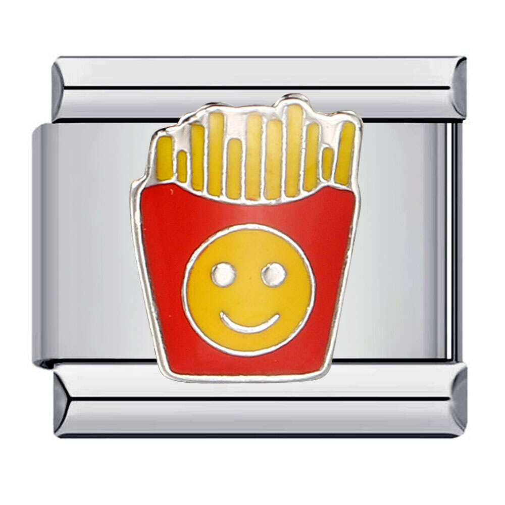 New Titanium Steel Gold Plated Personalized Enamel DIY Bead Italian Charm Bracelet Italian Charm Links Fit 9Mm Bracelet Jewelry DIY Making Gifts