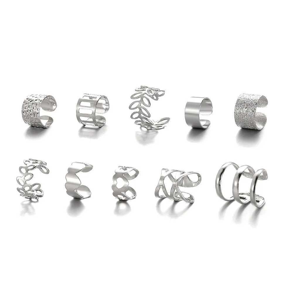 10pc Stainelss Steel Clip On Ear Cuff Earrings Fake Cartilage Earrings Lot Non Piercing Clip On Earrings Set Earrings for WomenX240913