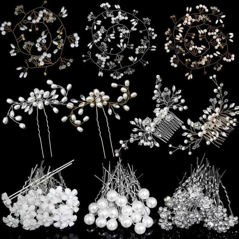 Silver Color Pearl Rhinestone Wedding Hair Combs Hair Accessories for Women Accessories Hair Ornaments Jewelry Bridal HeadpieceX240913