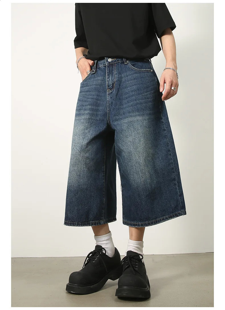 2024 Y2k Retro Women Low Rise Jorts Brushed Black Wash Cropped Baggy Jeans Wide Leg Frayed Denim Short Pants Fashion 240912