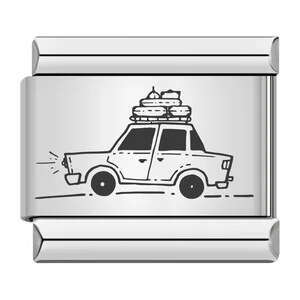 New Transportation Series Laser Carving Italian Module Stainless Steel DIY Fashion Bracelet Fit 9mm Bracelet Jewelry DIY Making Gifts