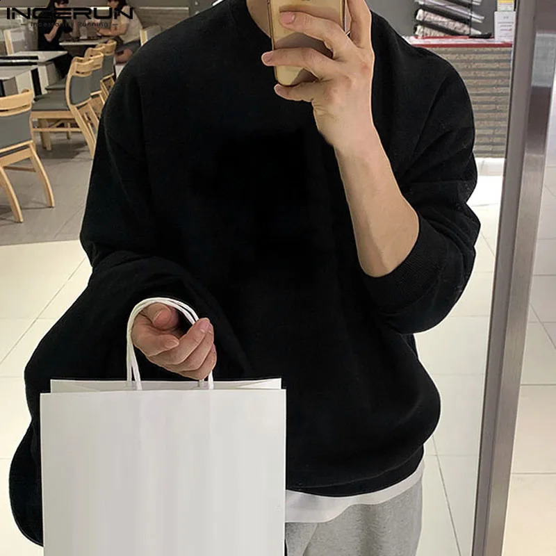 INCERUN Tops Korean style mens simple letter printed zipper casual streetwear Oneck long sleeved sportswear S5XL 240911