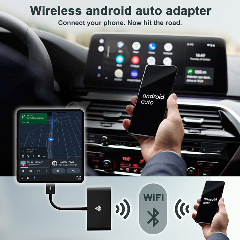 Car Wireless CarPlay Adapter, Wireless Android Auto Adapter, Plug & Play Converts Wired CarPlay to Wireless CarPlay Fit for Cars