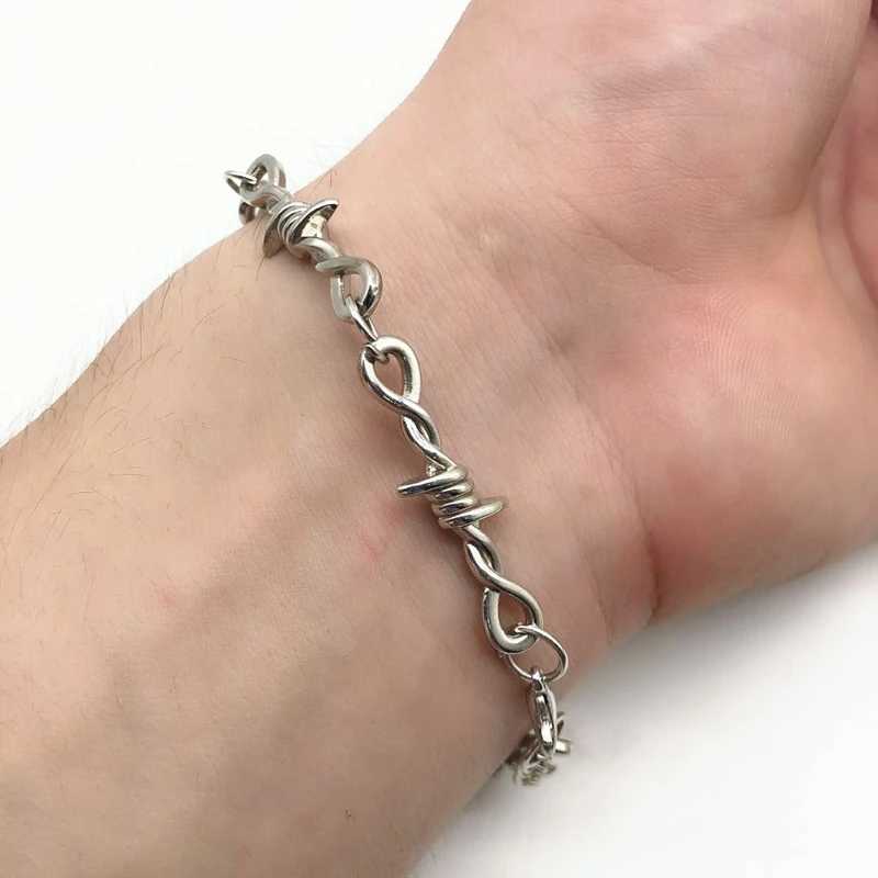 Small Wire Brambles Iron Unisex Choker Bracelet Women Hip-hop Gothic Punk Style Barbed Wire Little Thorns Bracelet Choker Gifts XJ250707