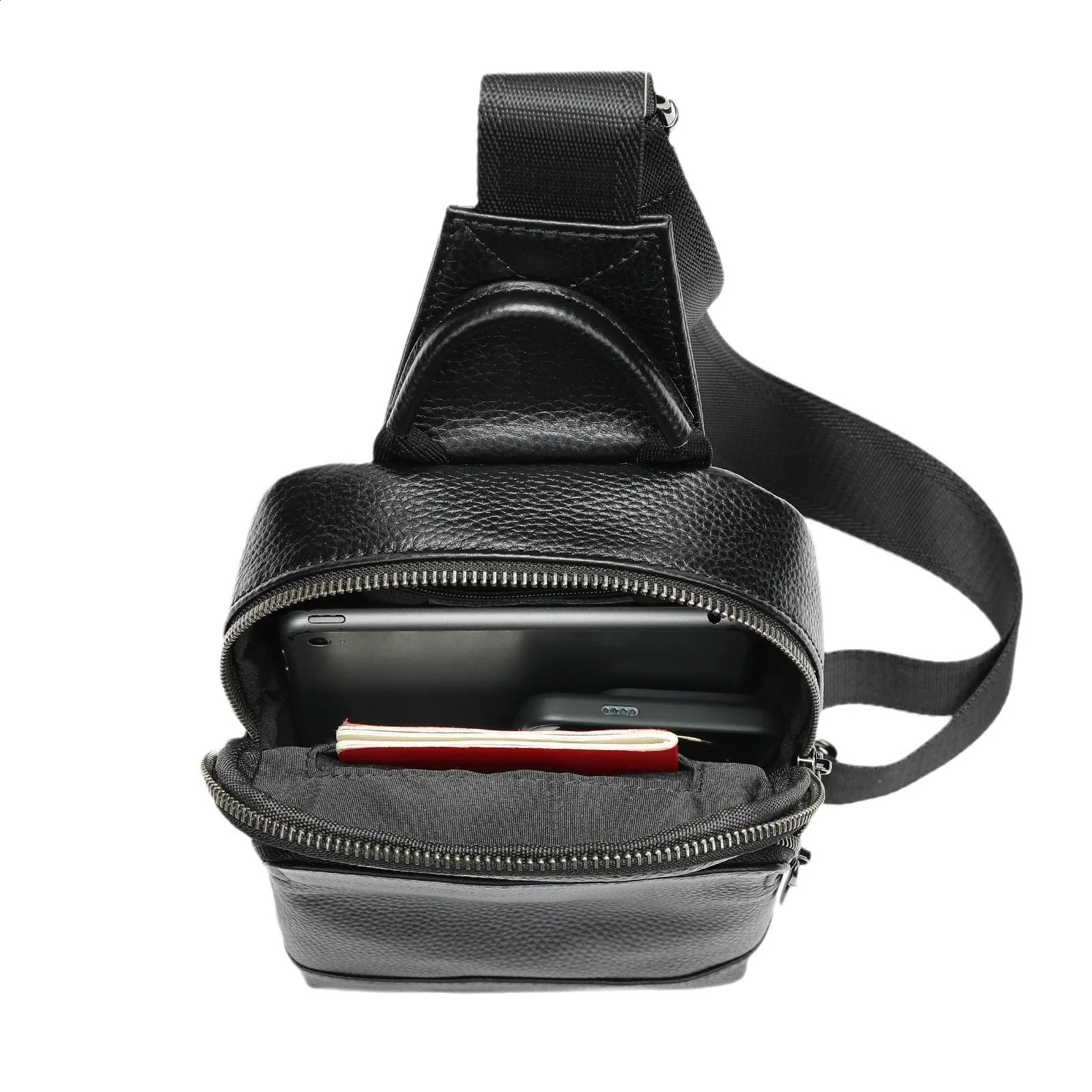 Mens Bag Fashion Chest Bag Black Shoulder Cross Bag 100% Genuine Leather Messenger Bag Mens Small Backpack 240907