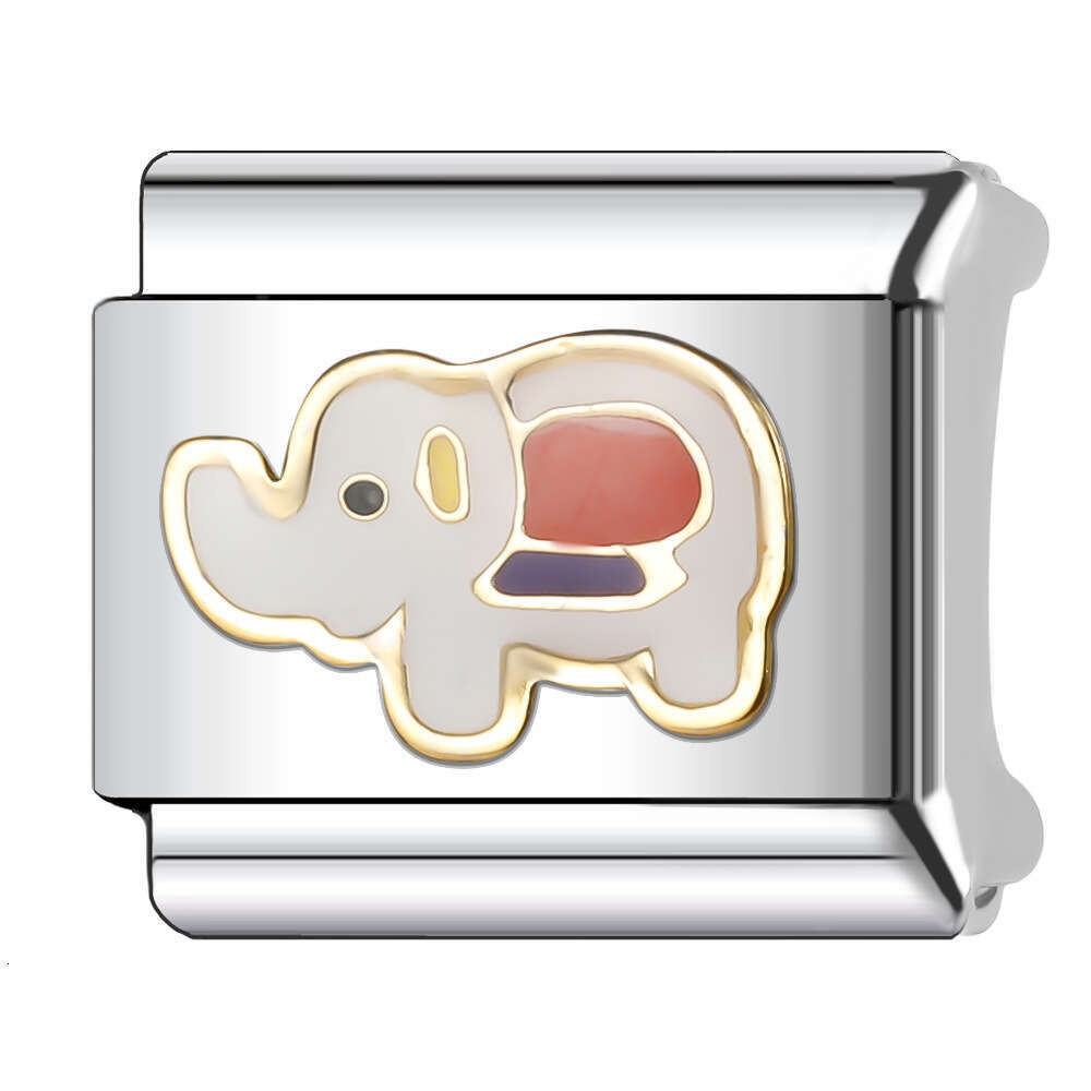 New Women's Gift cute bear cat elephant Bead Italian Charms Links Bangle Beads Fit 9mm Stainless Steel Bracelet Making DIY For Women Fashion Jewe