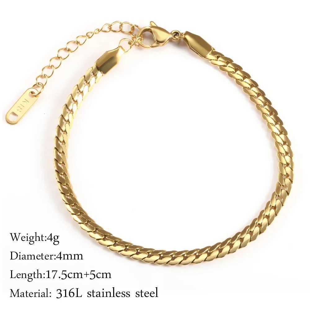 Multilayered Bracelet Gold Color Snake Paperclip Figaro Cuban Chain Stainless Steel Jewelry Male Female Bracelets FactoryX240913