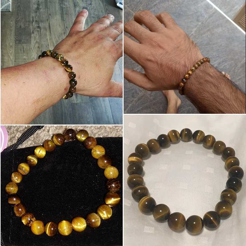 Fashionable natural stone bead tiger eye bracelet handmade elastic mens Buddha bracelet for yoga meditation jewelry Homme 6mm 8mm 10mm W240913