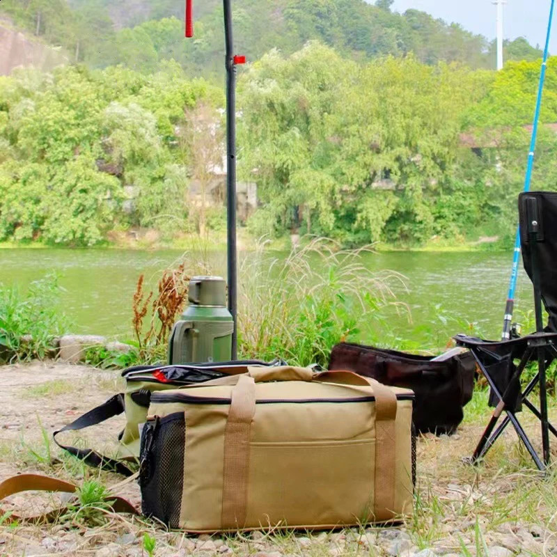 Outdoor cooking bag waterproof camping organizer cooler lunch box portable large capacity storage handbag 240910