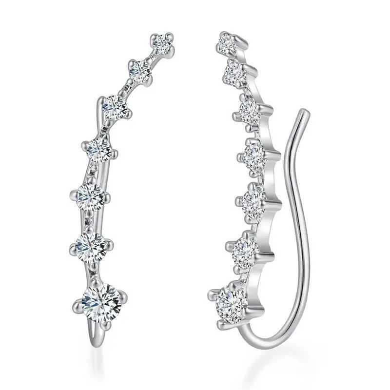 Long Dipper Ear Hook Clip on Earrings for Women Four-Prong Setting Zircon Climbing Ear Cuff Earrings Fashion Jewelry GiftsX240913
