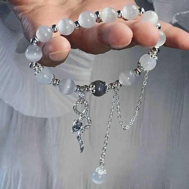 Fashionable pink crystal bead bow pendant bracelet womens cute star flower tassel charm bracelet party wedding jewelry W240913