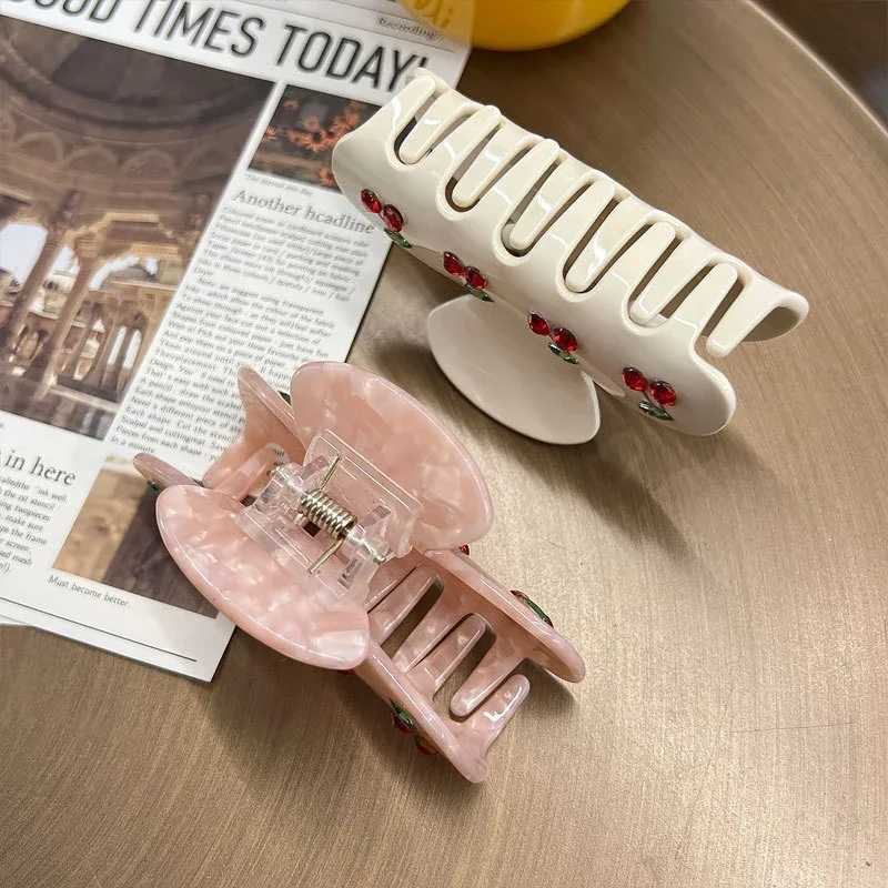 Spring Cherry Shining Diamond Clasp Hair Accessories For Women Grab Clip Trendy Claw Clips Grasp Your Hair FirmlyX240912