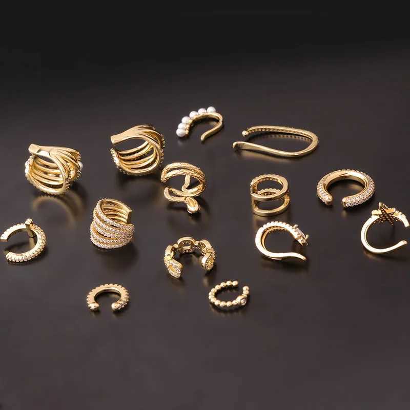 1PC Stainless Steel Pearl Earrings Fake Piercing Ear Clip Zircon Cuffs Ring For Women 2023 Trending Fake PIERC Jewelry GothX240913