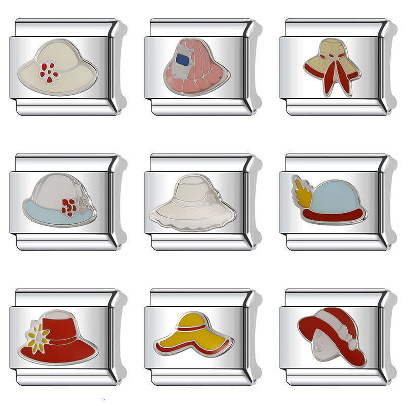 New Women's Gift beautiful hats Bead Italian Charms Links Bangle Beads Fit 9mm Stainless Steel Bracelet Making DIY For Women Fashion Jewelry