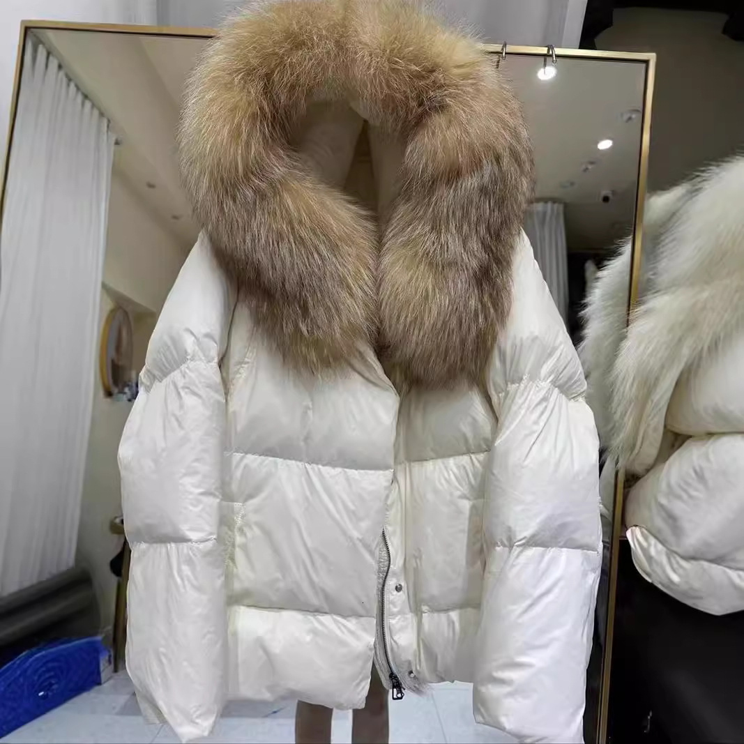 24 new fur collar duck down women's fashion high-end real sier fox bread jacket