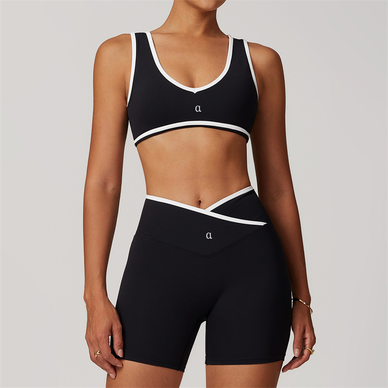 womens designer yoga two pieces set bralette shorts gym workout bra fiess sports clothes high waist tracksuit activewear fitness apparel sweat wickiki